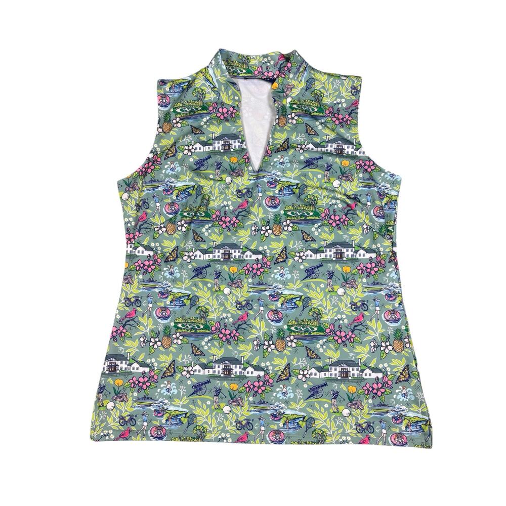 Katherine Way Sleeveless Performance Top Womens 2XL Charleston Theme Print Golf